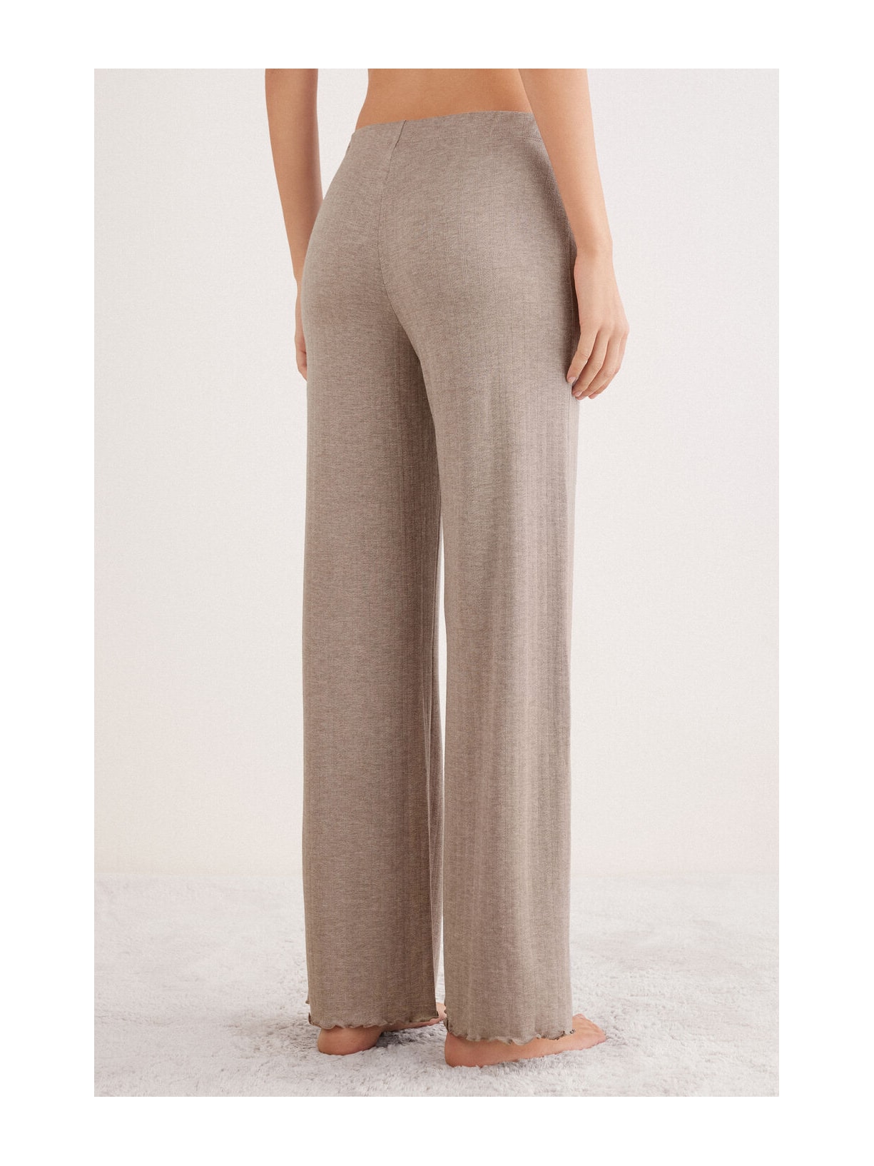 Calça Pantalona Em Modal Com Cashmere Luxury Softness Marrom Intimissimi