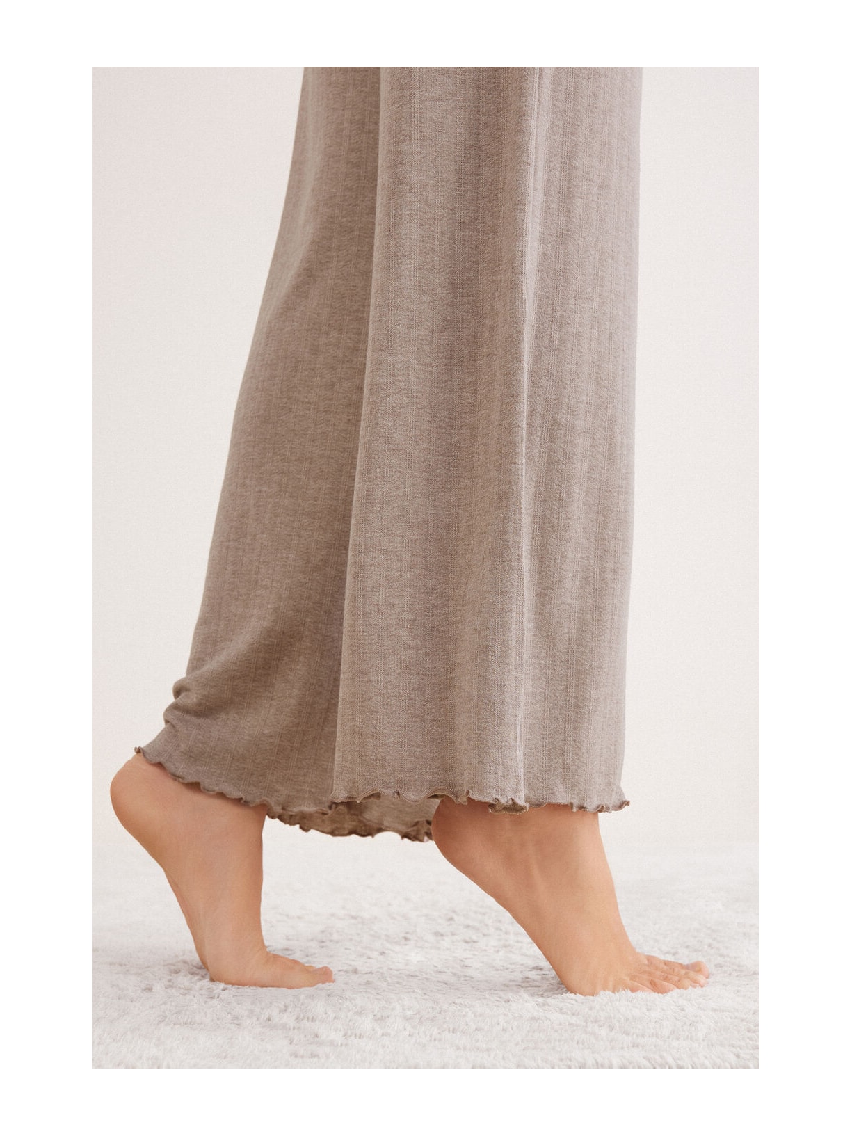 Calça Pantalona Em Modal Com Cashmere Luxury Softness Marrom Intimissimi