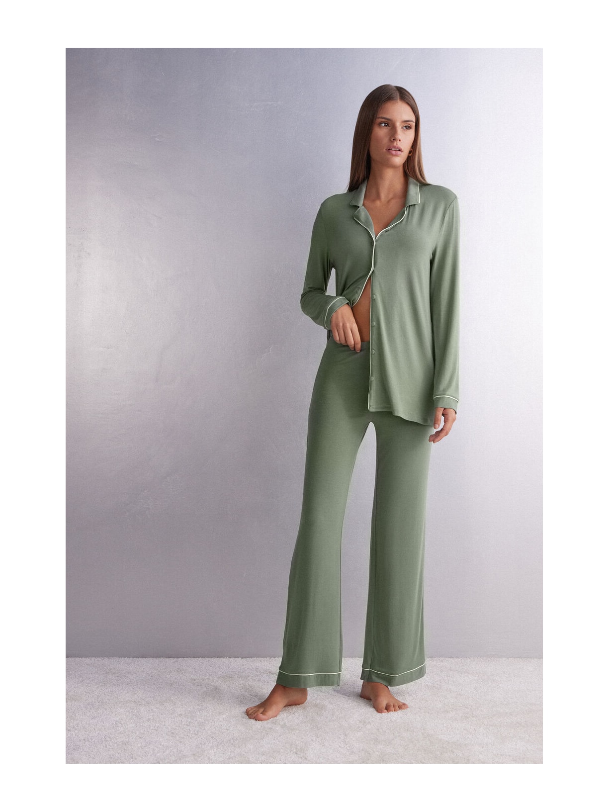 Calça Pantalona Em Modal Verde Intimissimi