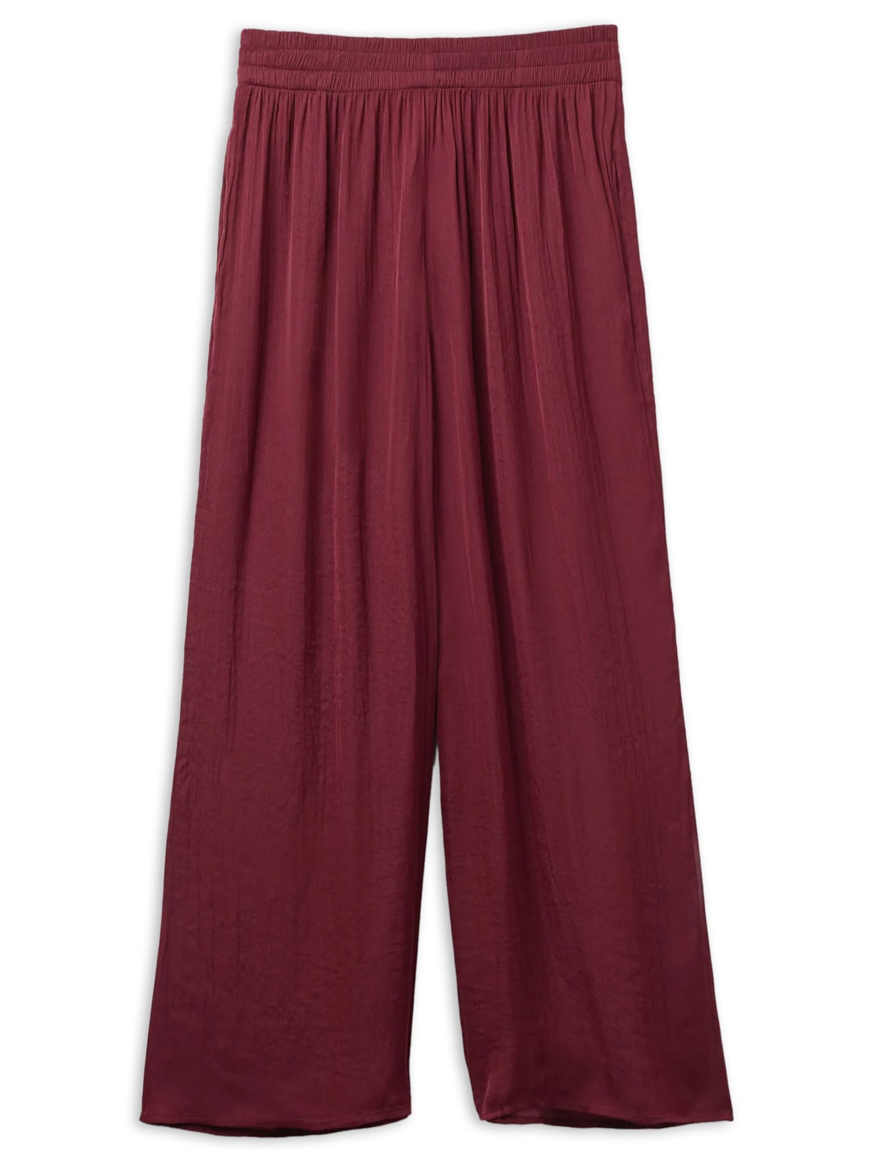 Calça Pantalona Em Tecido Brilhante Bordô Calzedonia