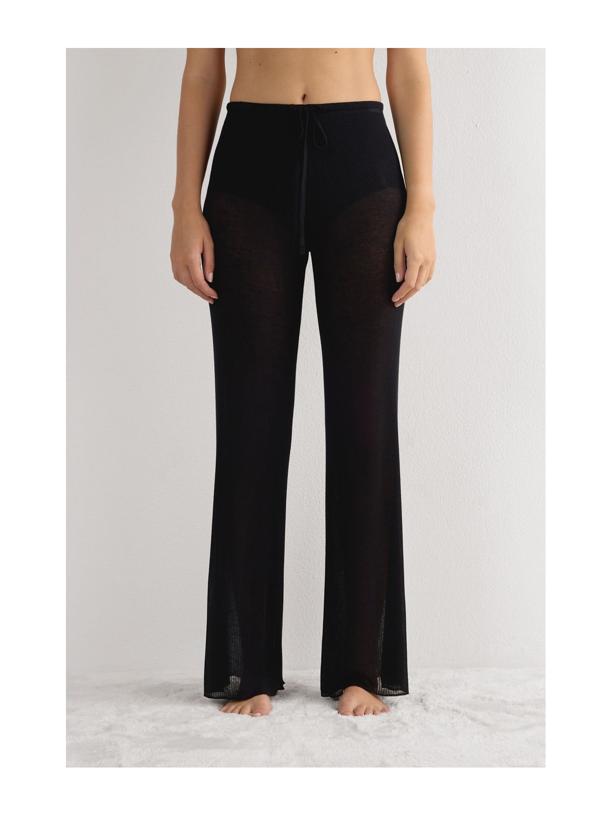 Calça Pantalona Em Ultranatural Com Cashmere Preto Intimissimi