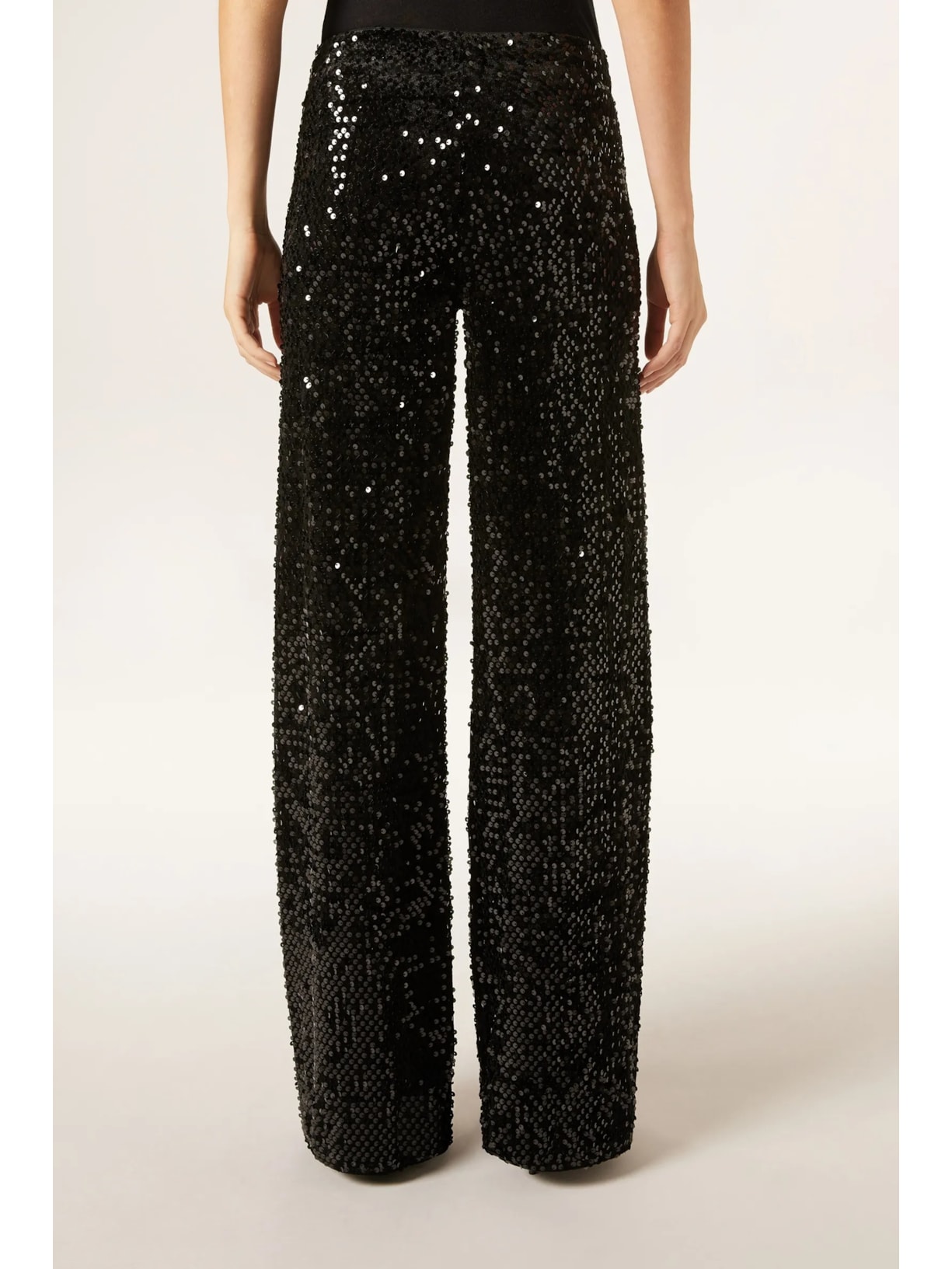 Calça Pantalona Em Veludo e Paetê Preto Calzedonia