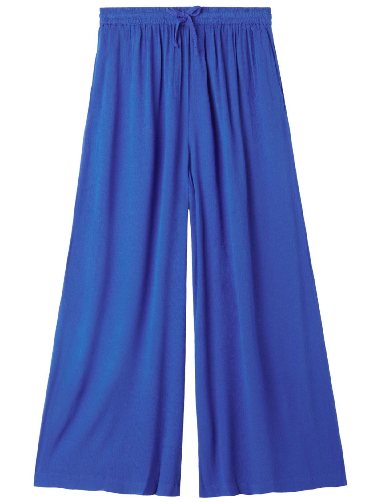 Calça Pantalona Em Viscose - Azul