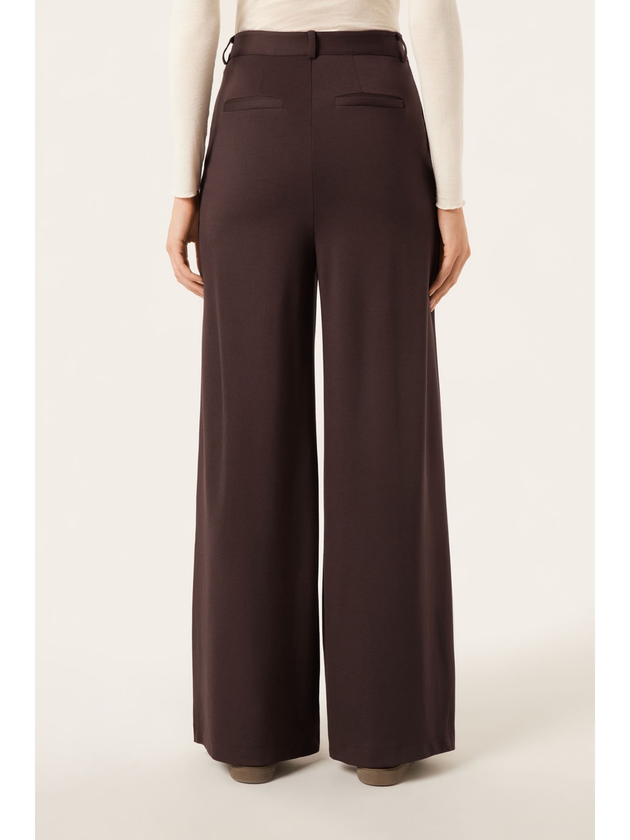 Calça Pantalona Em Viscose Com Pregas Marrom Calzedonia