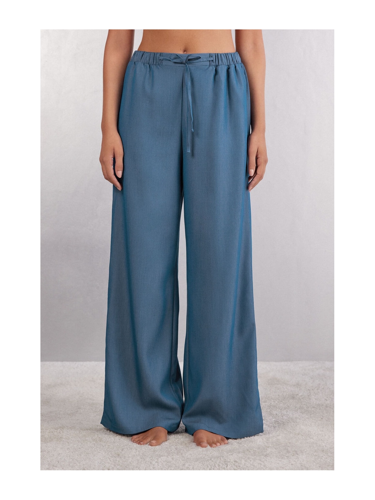 Calça Pantalona Em Viscose Flower Paisley Azul Intimissimi