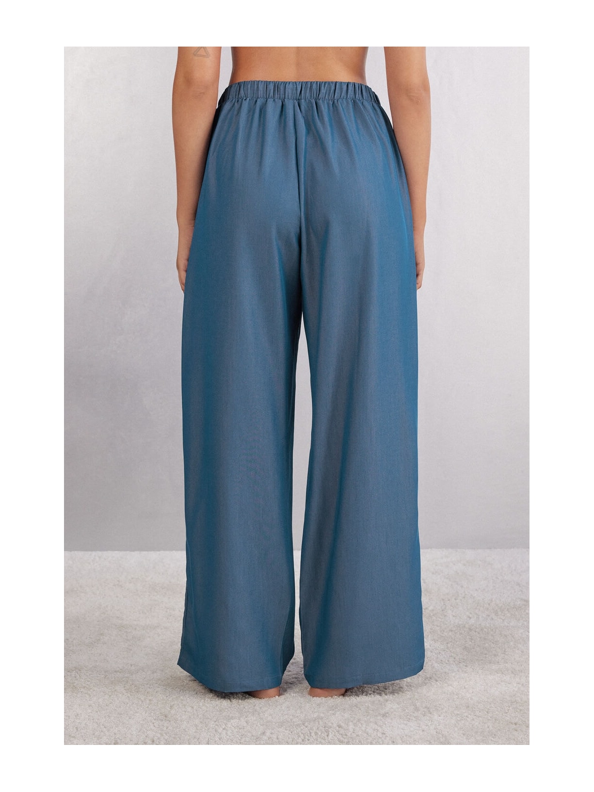 Calça Pantalona Em Viscose Flower Paisley Azul Intimissimi