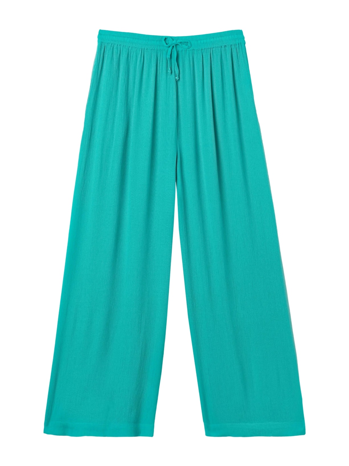 Calça Pantalona Em Viscose - Verde