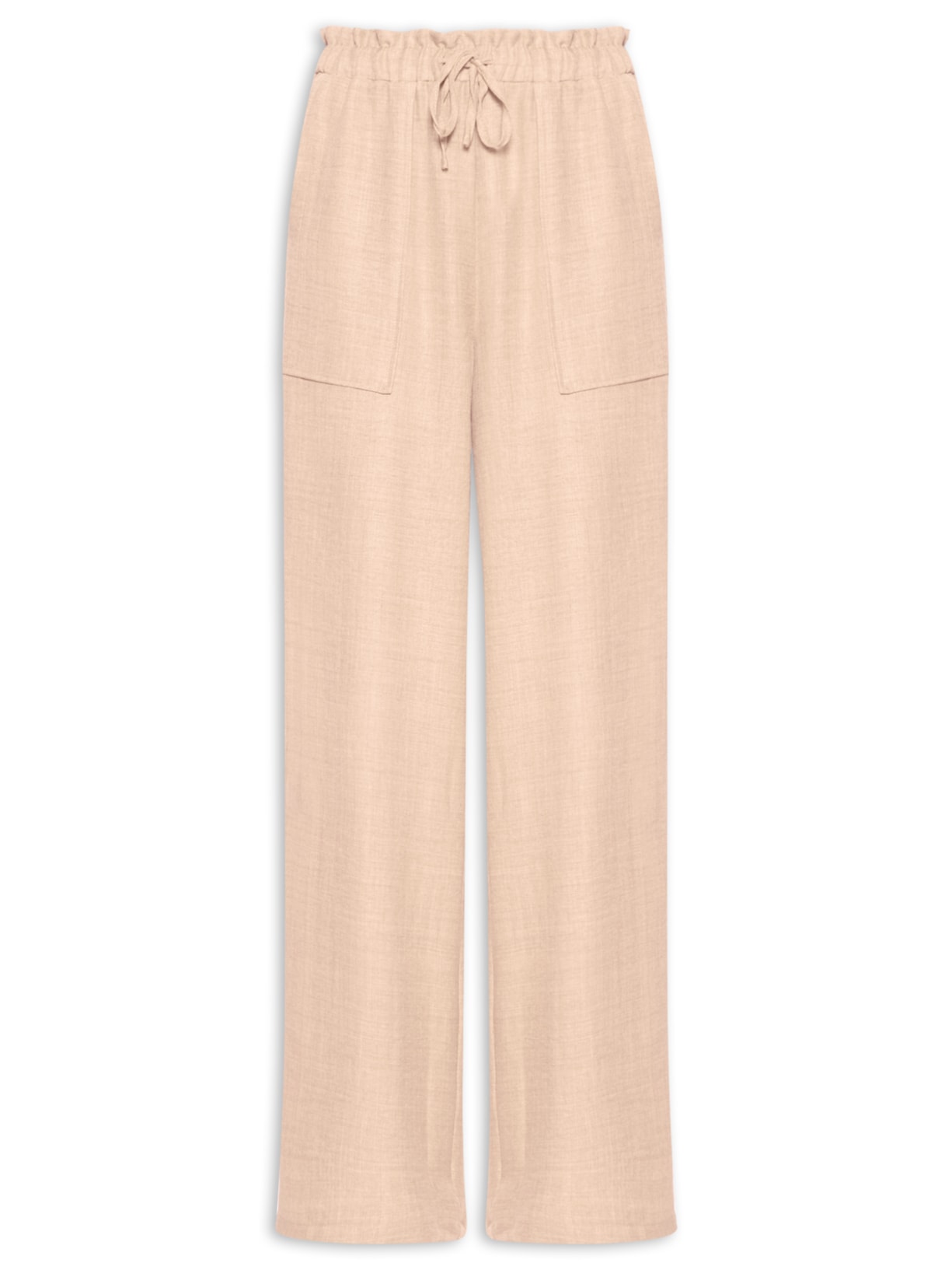 Calça Pantalona Feminina com Amarração - Bege