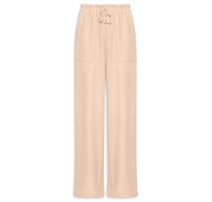 Calça Pantalona Feminina com Amarração - Bege