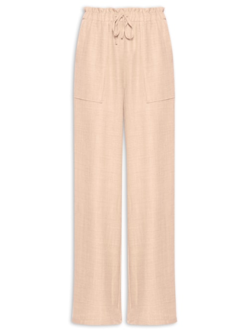 Calça Pantalona Feminina com Amarração - Bege