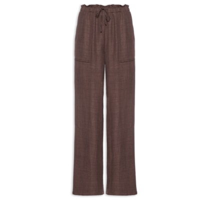 Calça Pantalona Feminina com Amarração - Marrom
