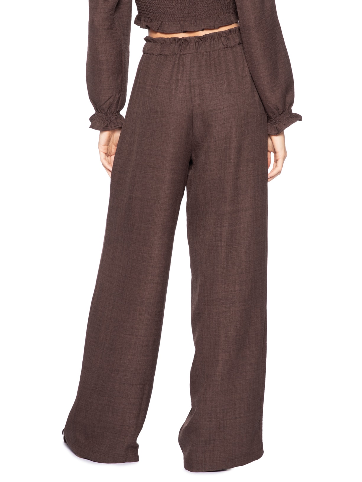 Calça Pantalona Feminina com Amarração Marrom Market 33