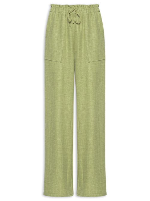 Calça Pantalona Feminina com Amarração - Verde