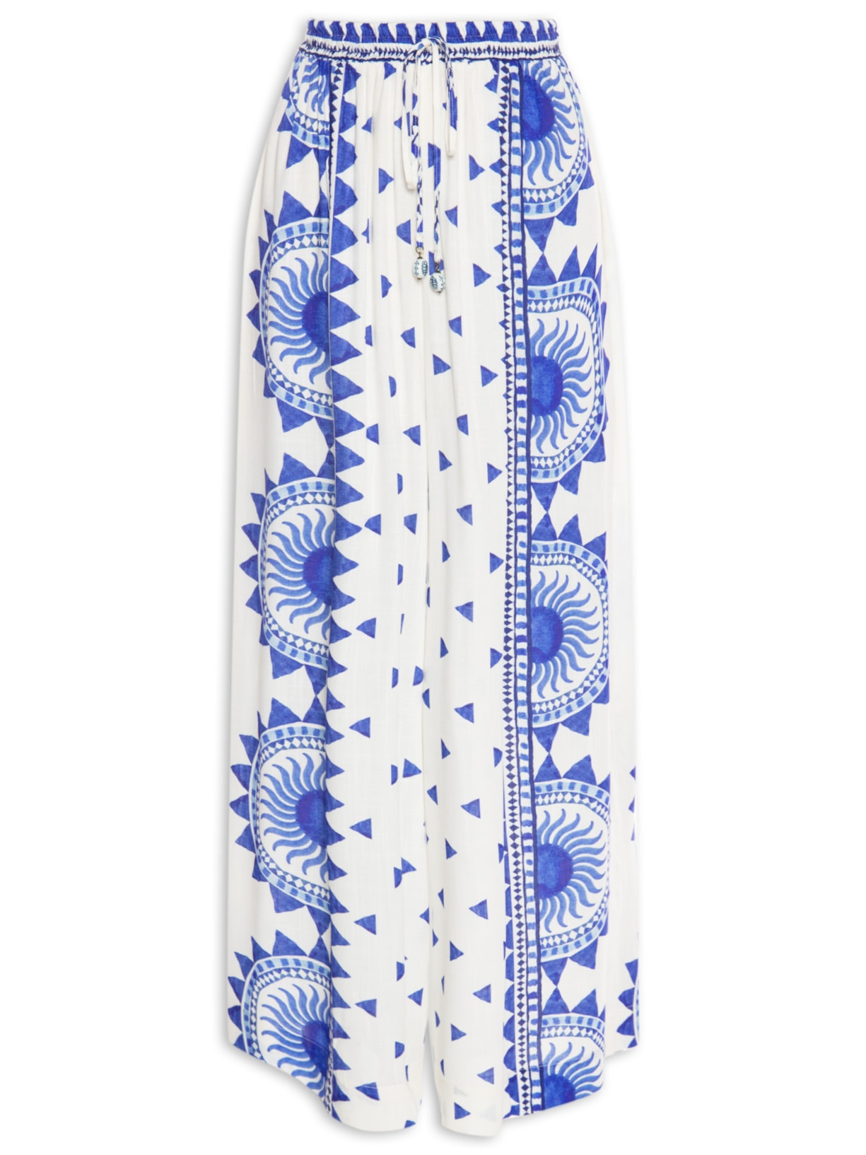 Calça Pantalona Floral Beleza E - Azul