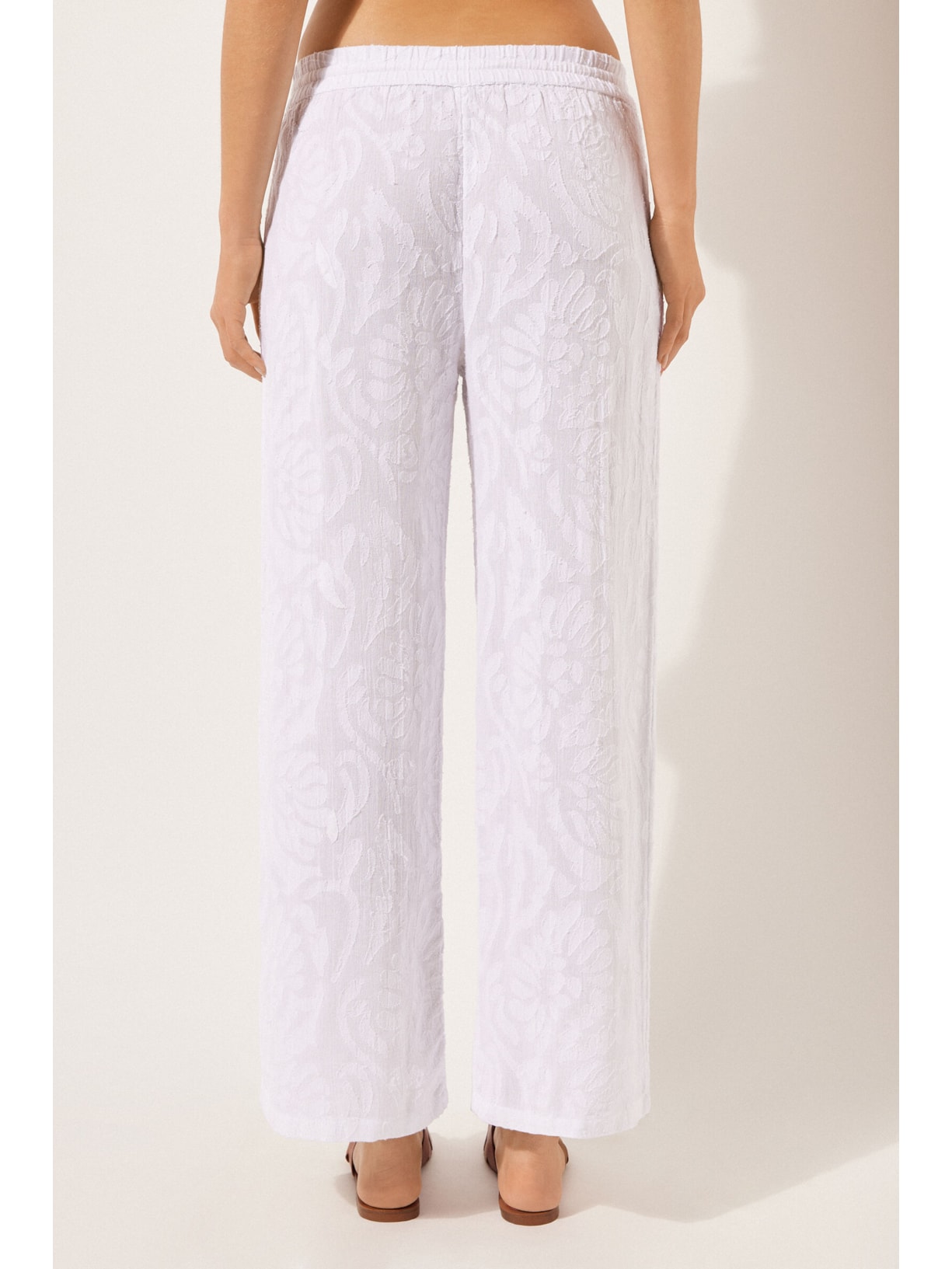 Calça Pantalona Jacquard Branco Calzedonia