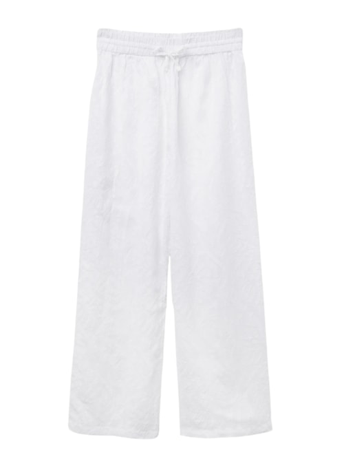Calça Pantalona Jacquard - Branco