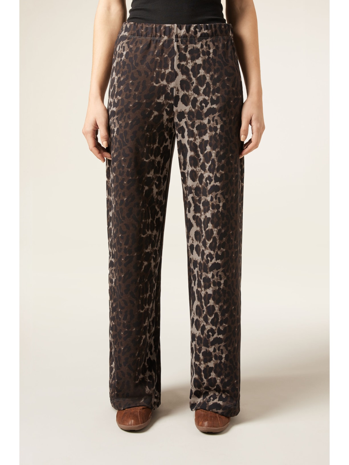 Calça Pantalona Luxe Lounge Animal Print Marrom Calzedonia