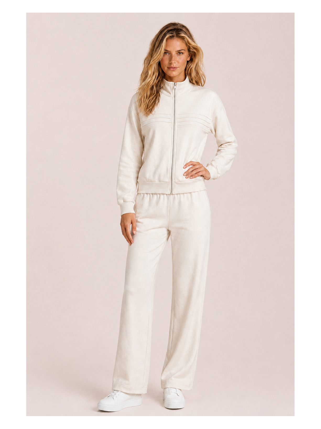Calça Pantalona Moletom Linhas Off White Branco Suntime