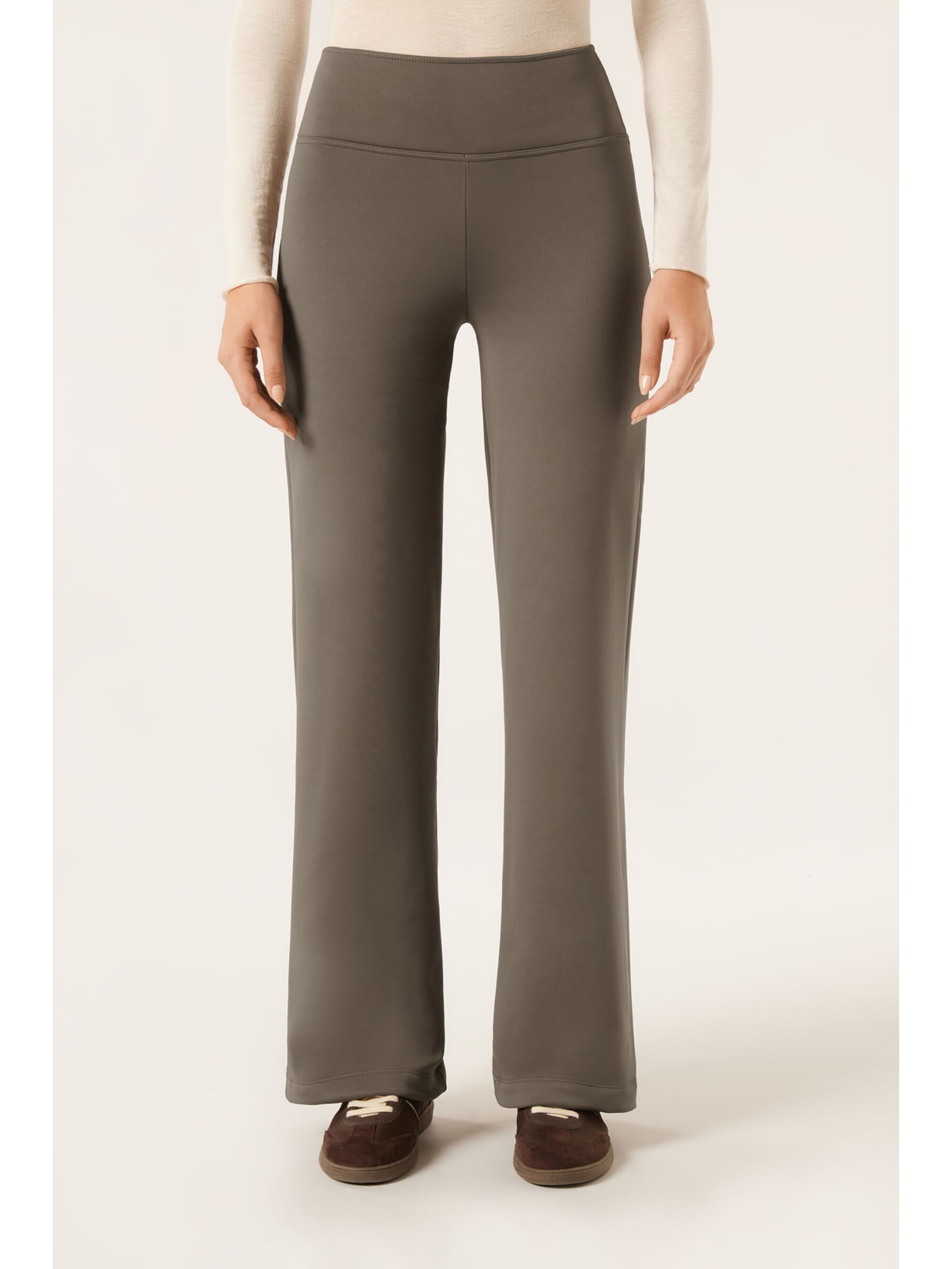 Calça Pantalona Térmica Com Plush Interno Cinza Calzedonia