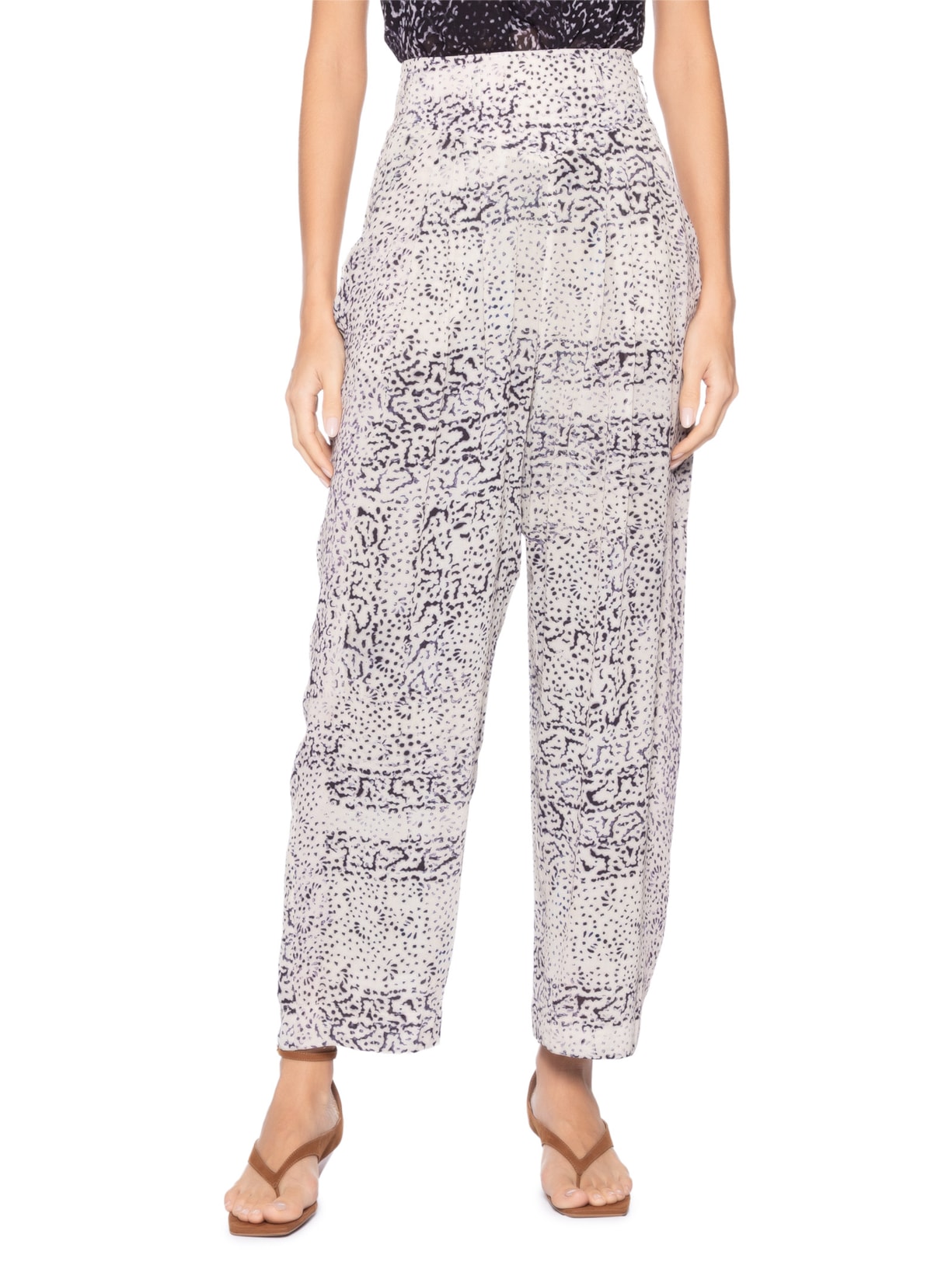 Calça Pregas Textura Tile Feminina – Preto Animale