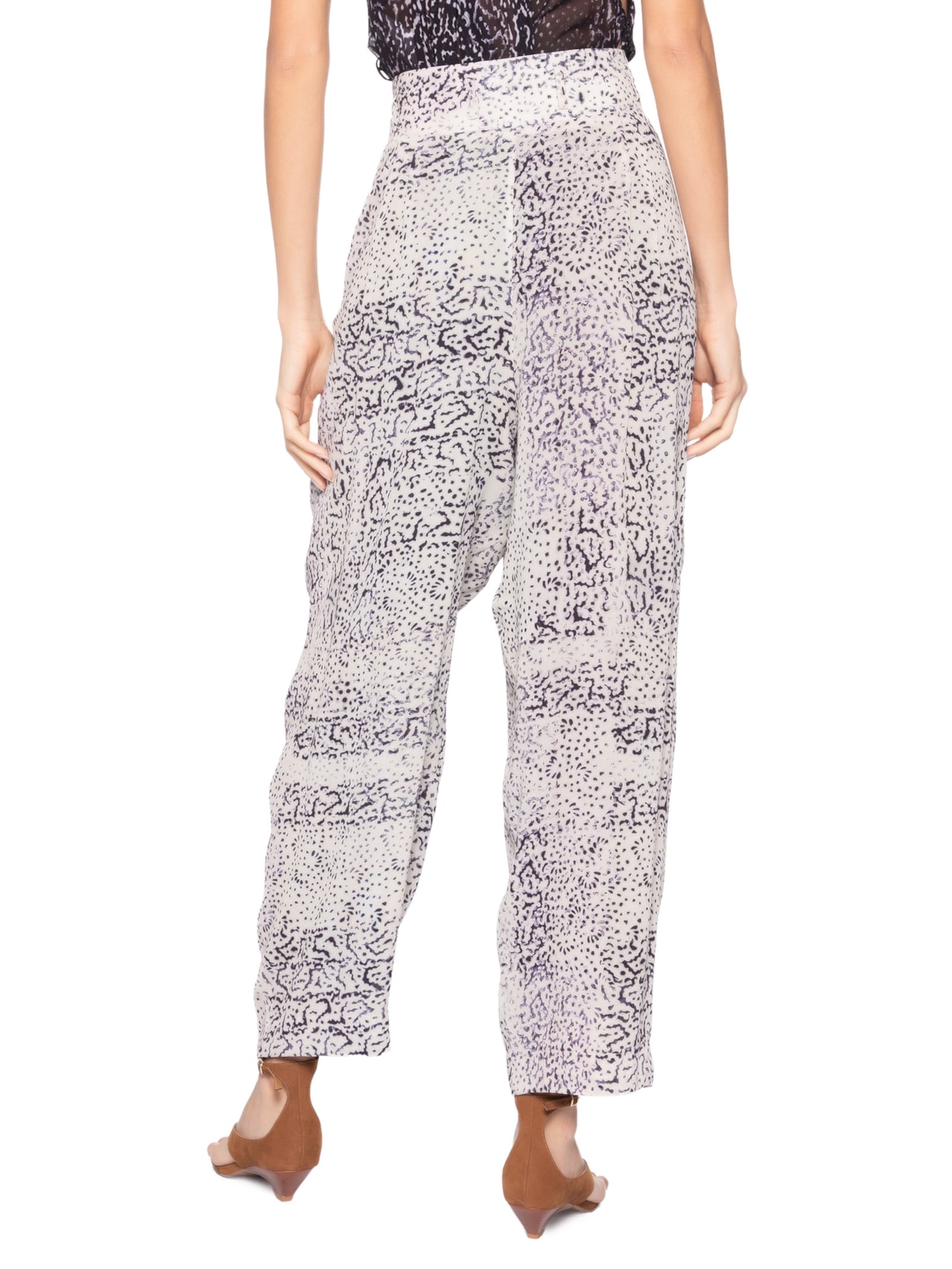 Calça Pregas Textura Tile Feminina – Preto Animale
