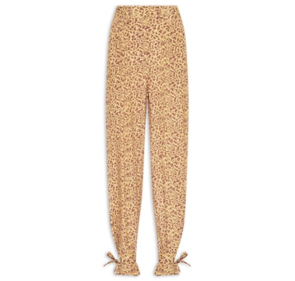 Calça Punho Amarração Estampada - Marrom