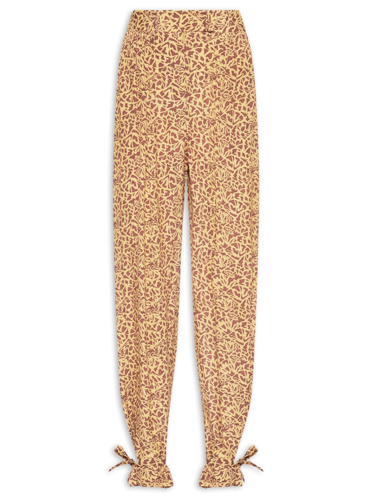 Calça Punho Amarração Estampada - Marrom