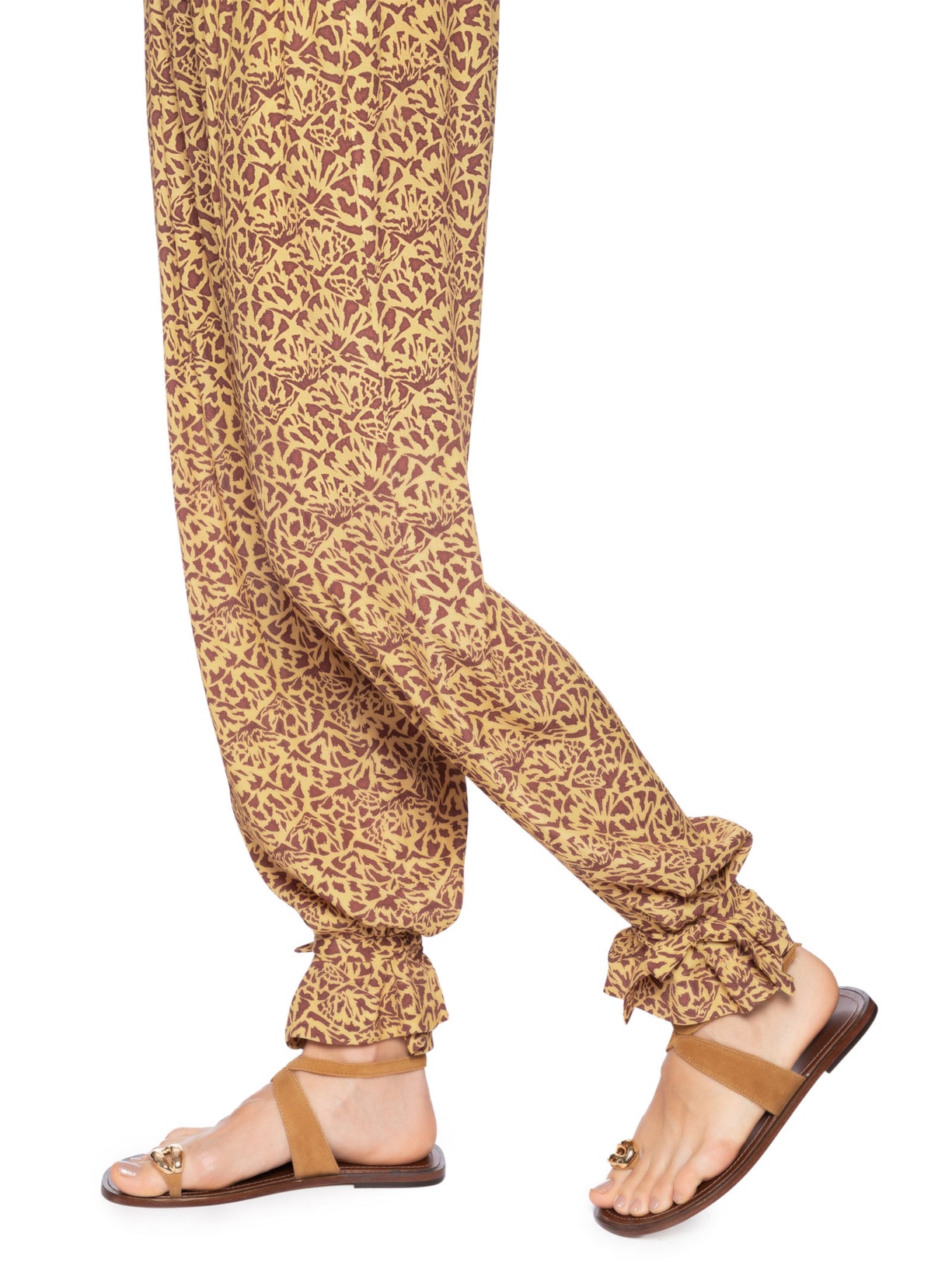 Calça Punho Amarração Estampada Marrom Animale
