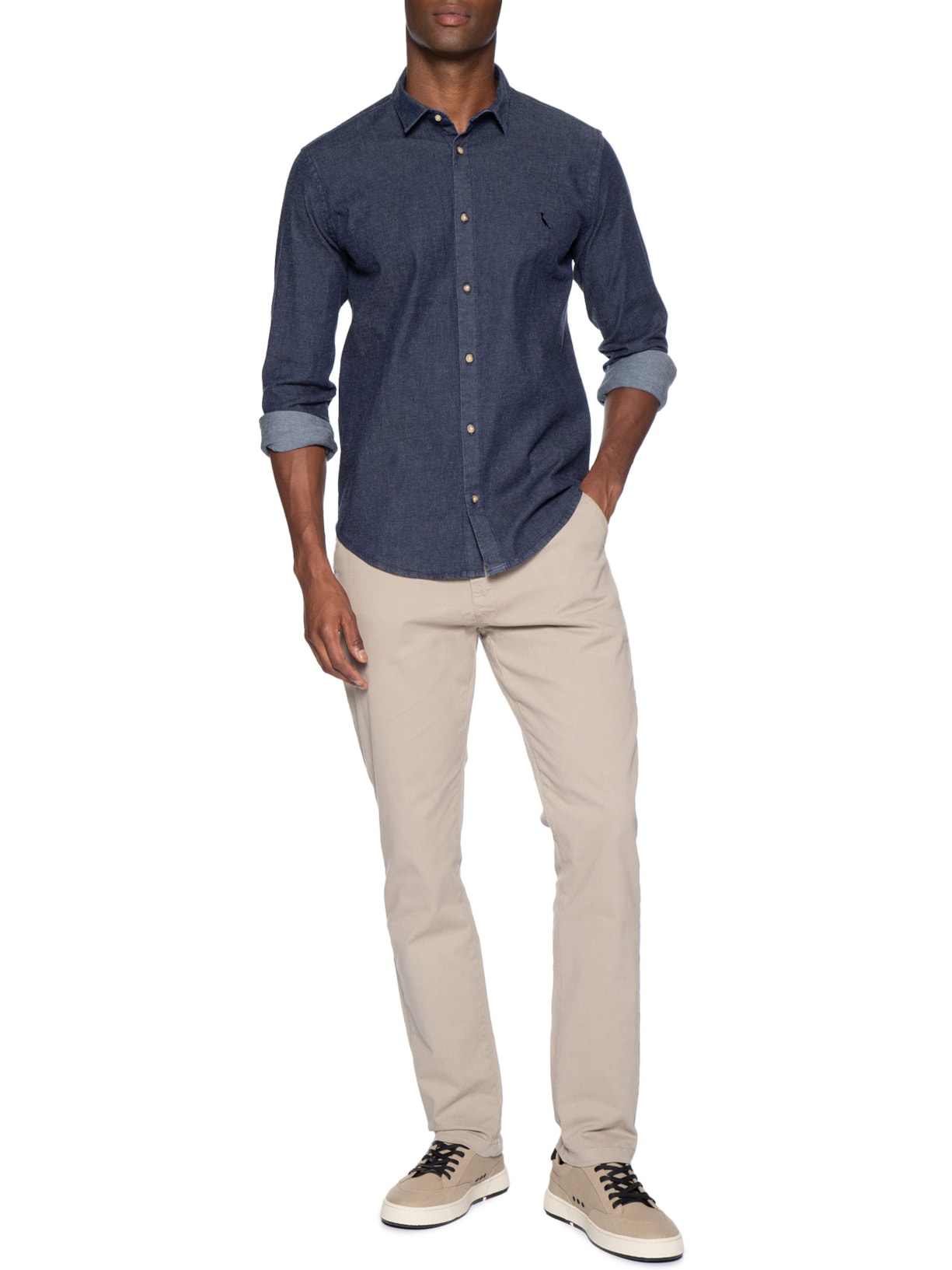 Calça Reta Casual Masculina Iron Cinza Reserva