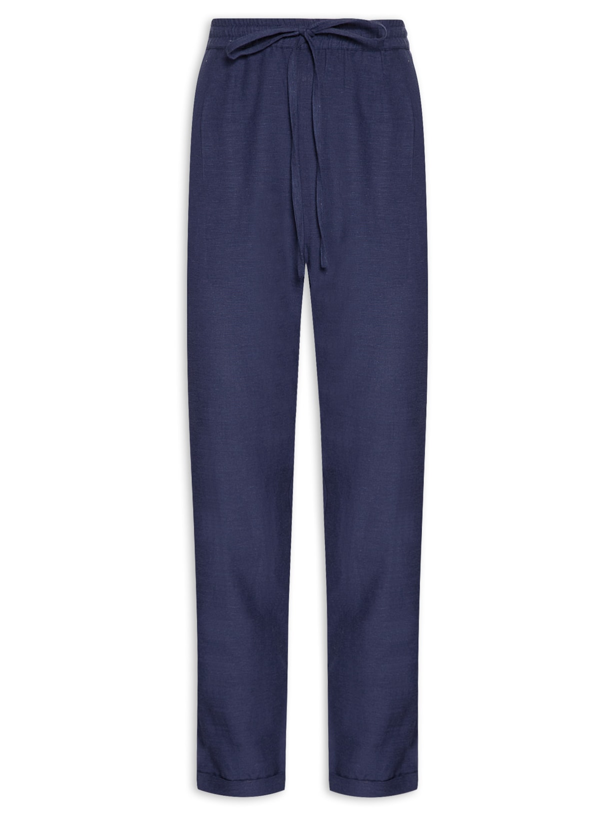 Calça Reta Cintura Alta Feminina - Azul