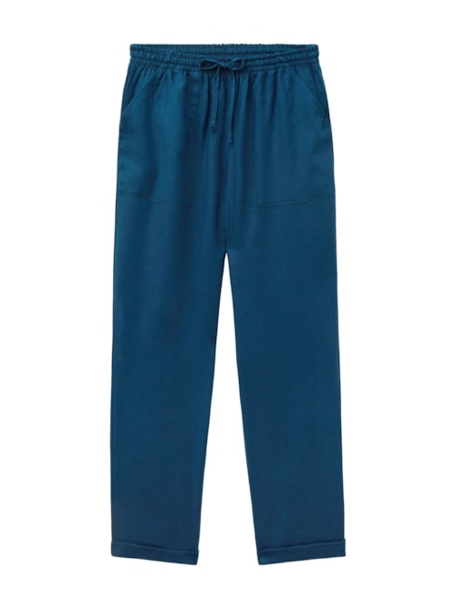Calça Reta Em Linho e Viscose - Azul