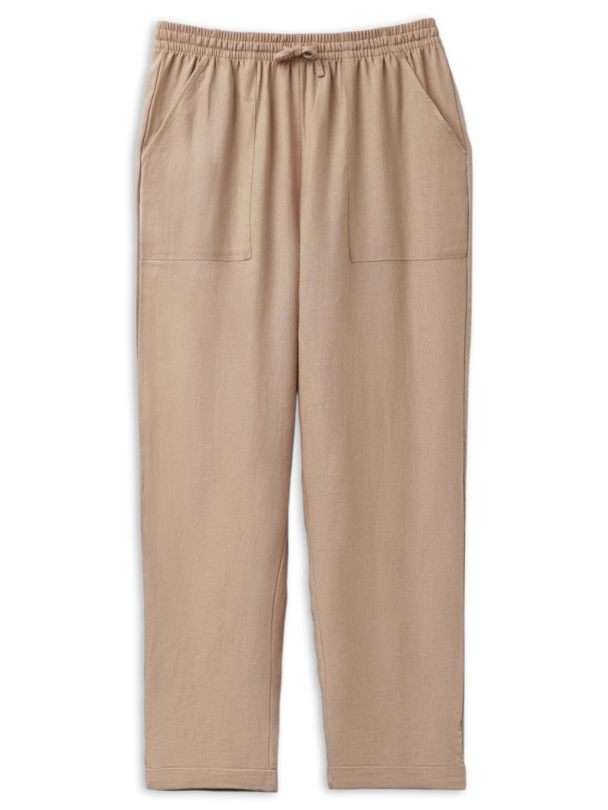 Calça Reta Em Linho e Viscose - Bege