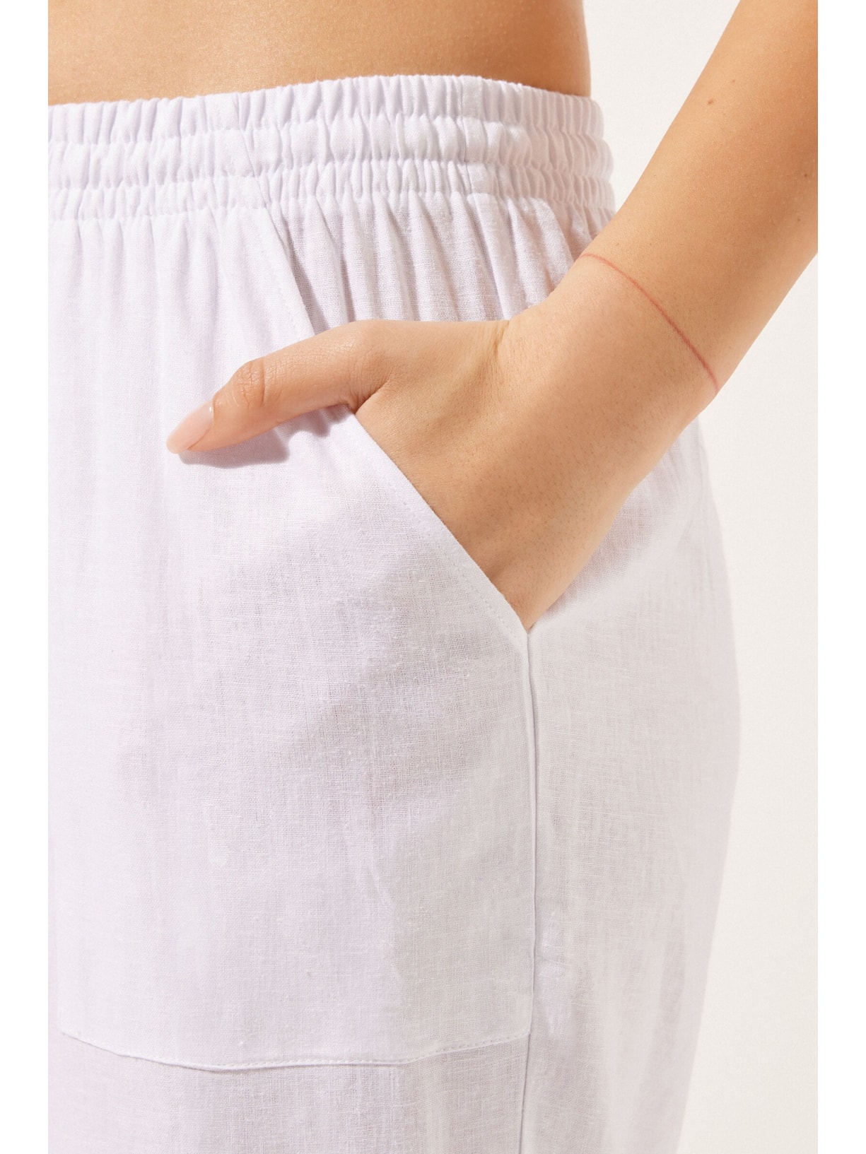 Calça Reta Em Linho e Viscose Branco Calzedonia