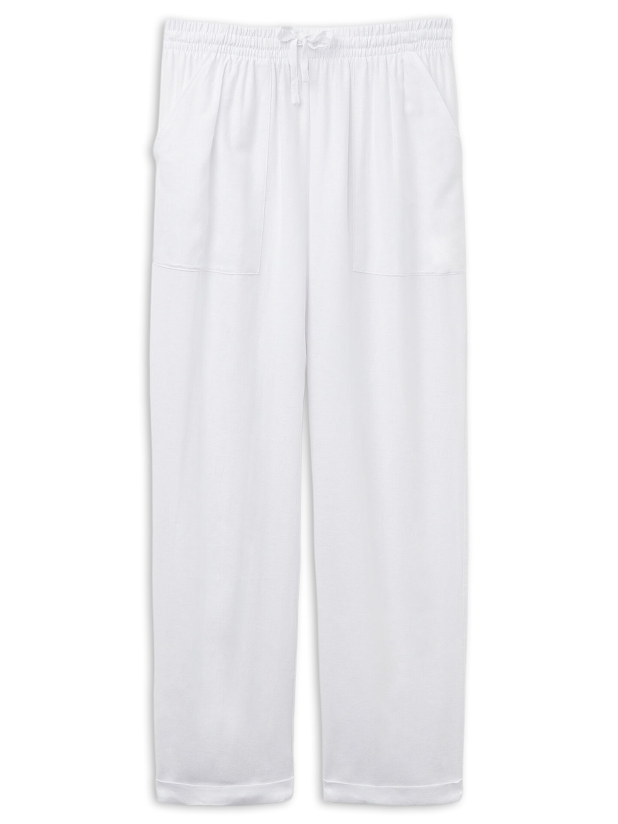 Calça Reta Em Linho e Viscose - Branco