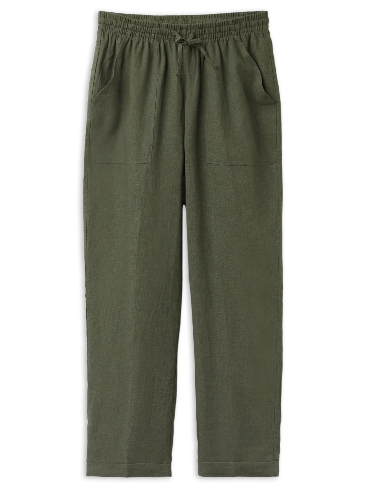 Calça Reta Em Linho e Viscose - Verde