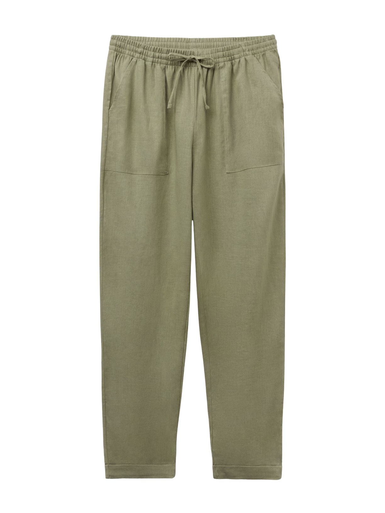Calça Reta Em Linho e Viscose Verde Calzedonia