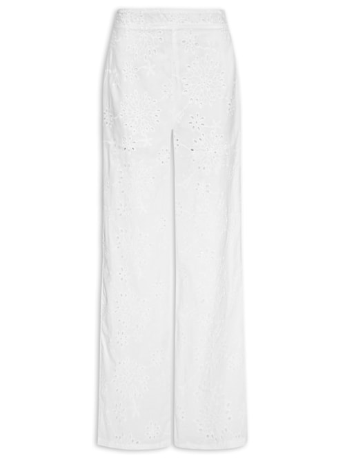 Calça Reta Feminina Em Laise - Branco