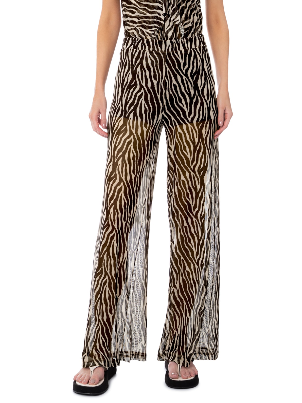 Calça Reta Feminina Est Zebra Urban Sport – Preto Animale Jeans