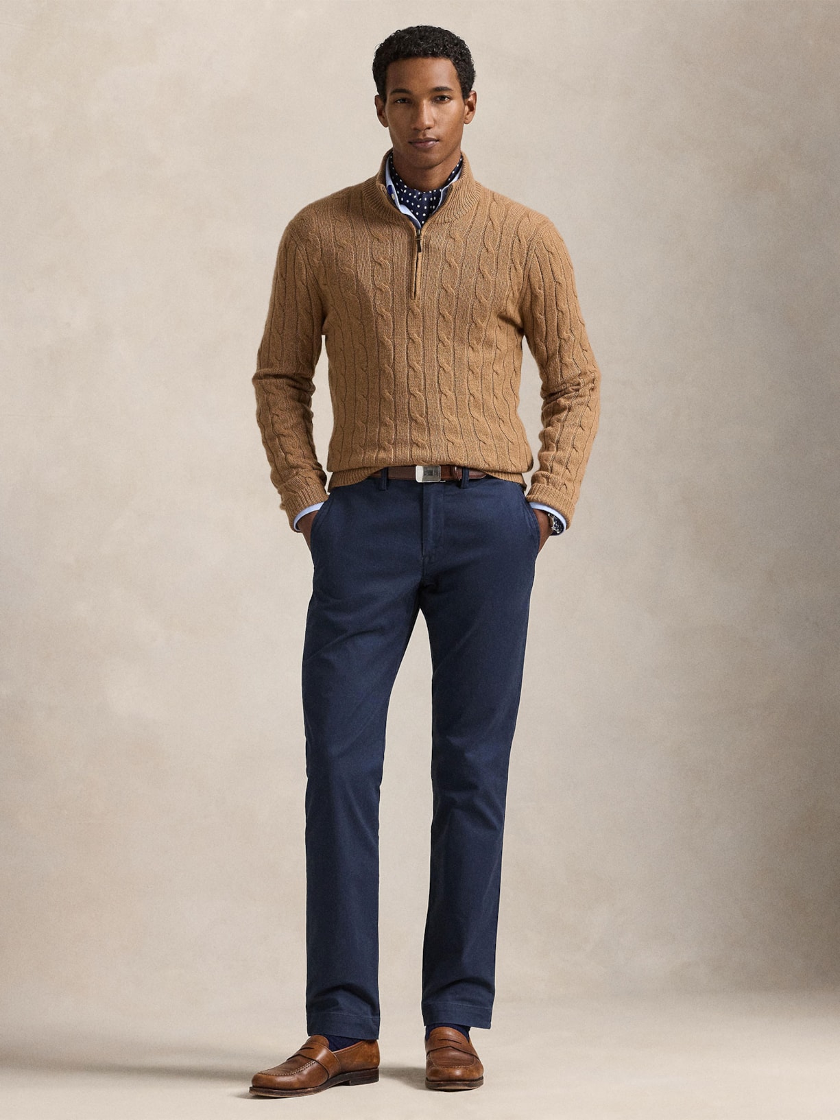 Calça Reta Jeans Masculina Reta STFBEDFORDP-FLAT-PANT Stretch Twill Azul Polo Ralph Lauren