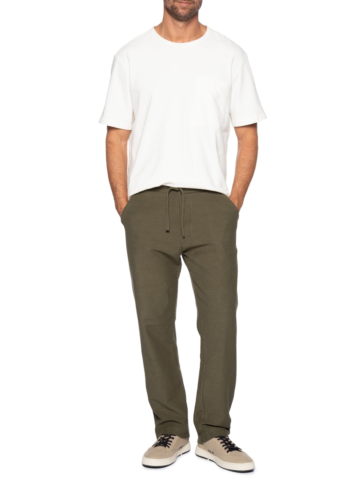 Calça Reta Masculina Basic Canelado Marrom Osklen