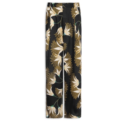 Calça Reta Masculina  Jazz Floral Trama – Preto