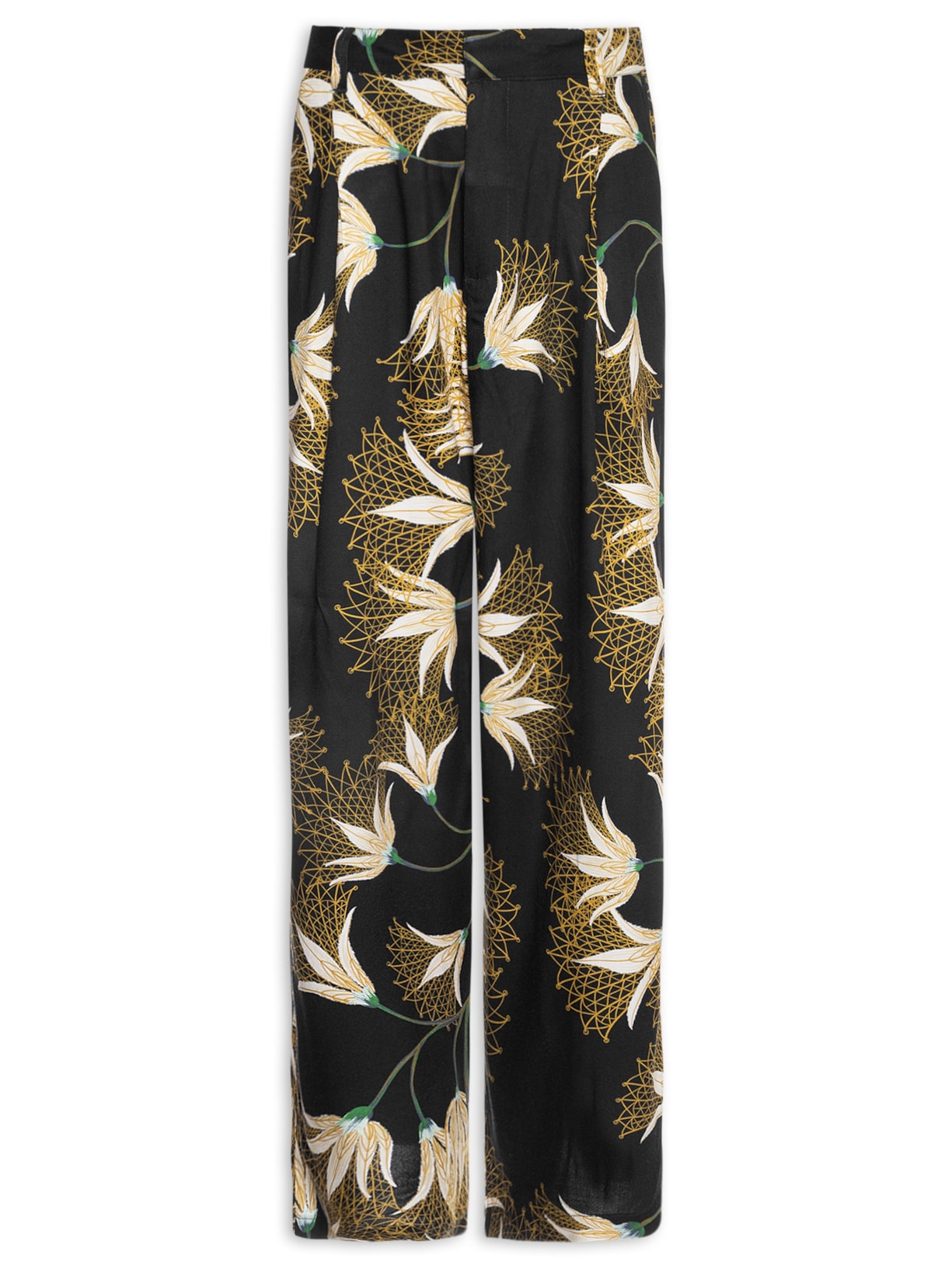 Calça Reta Masculina Jazz Floral Trama – Preto