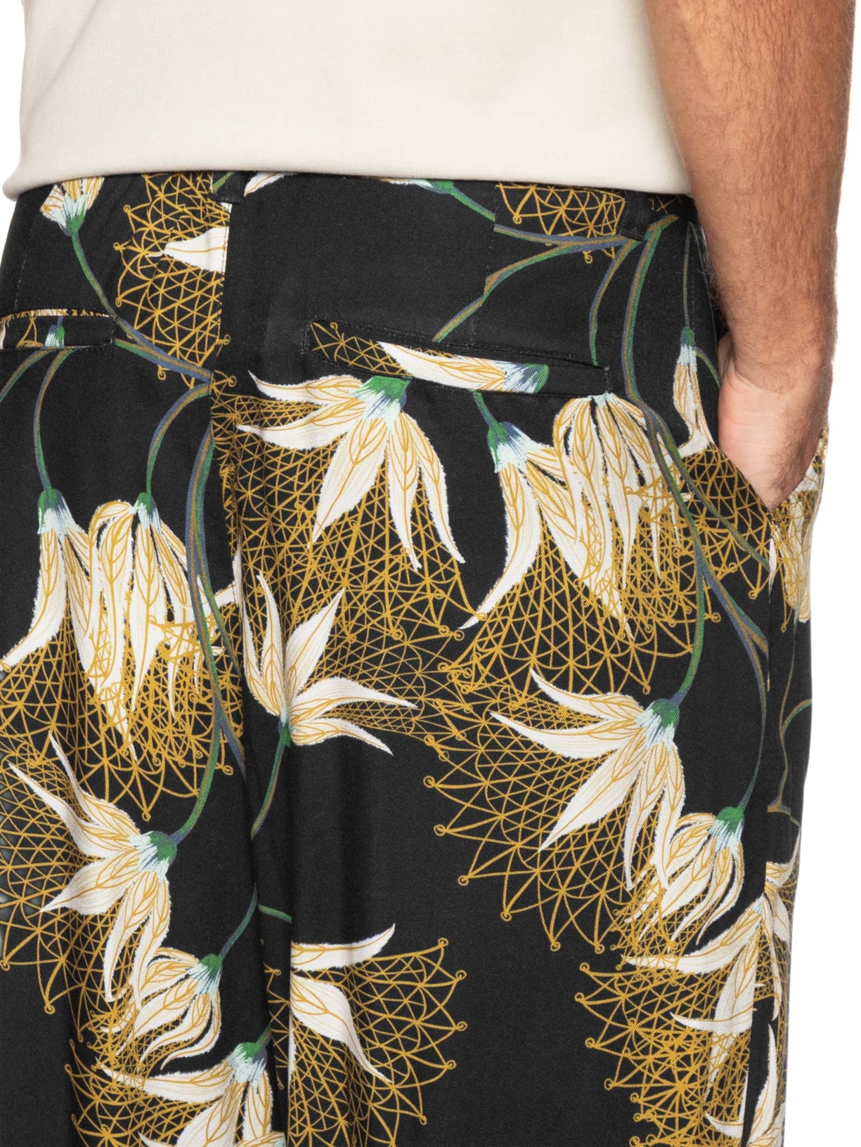 Calça Reta Masculina  Jazz Floral Trama – Preto Osklen