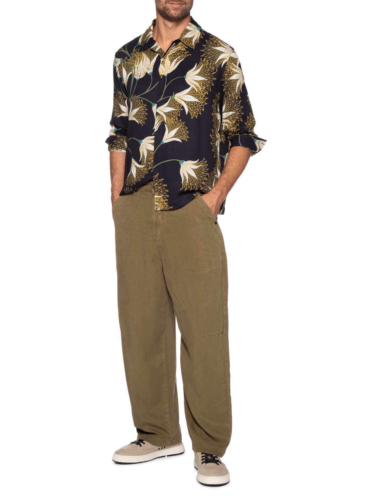 Calça Reta Masculina Over Used Utility Marrom Osklen