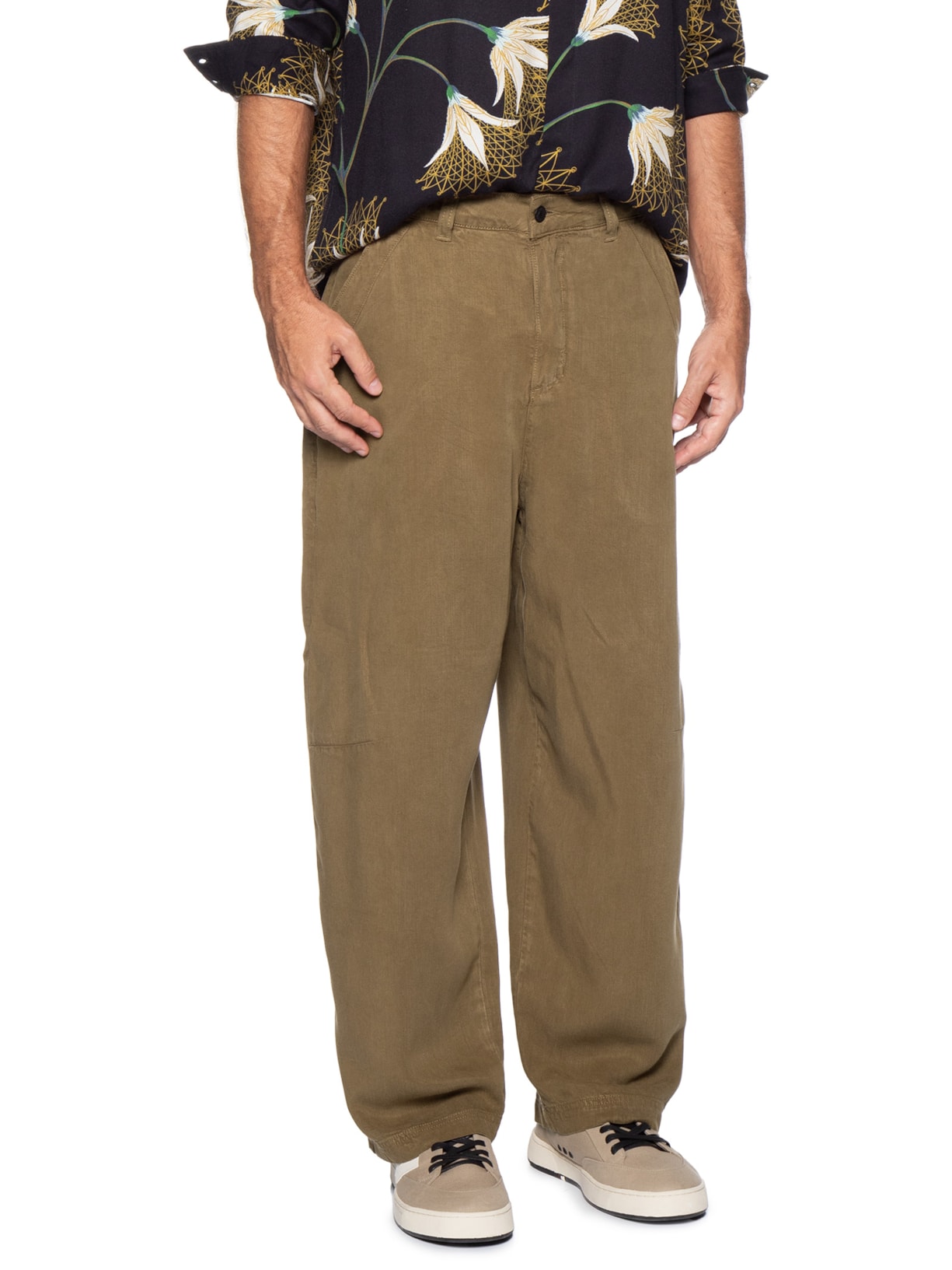 Calça Reta Masculina Over Used Utility Marrom Osklen