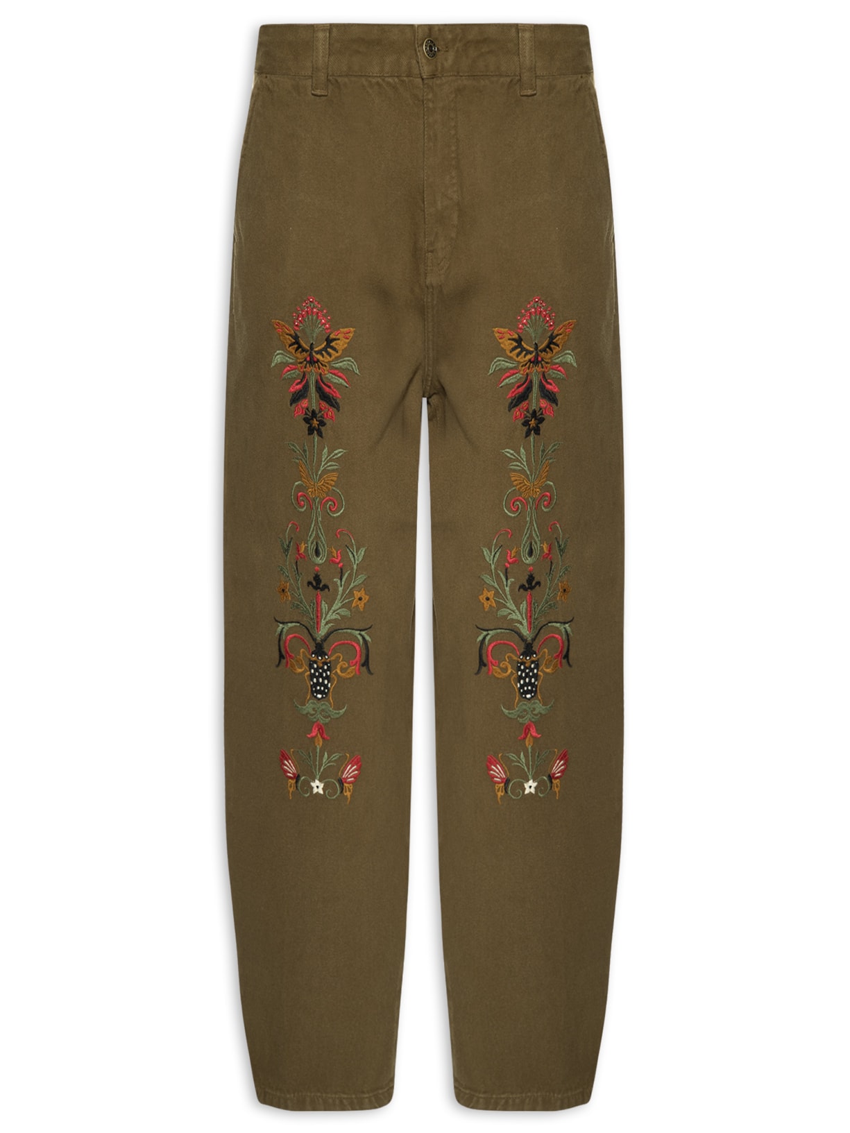 Calça Reta Masculina Tokyo Bordado Insetcs Cotton – Marrom