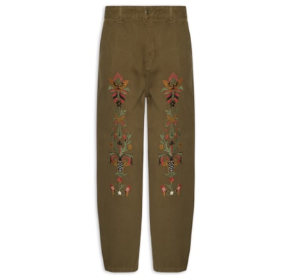 Calça Reta Masculina Tokyo Bordado Insetcs Cotton – Marrom