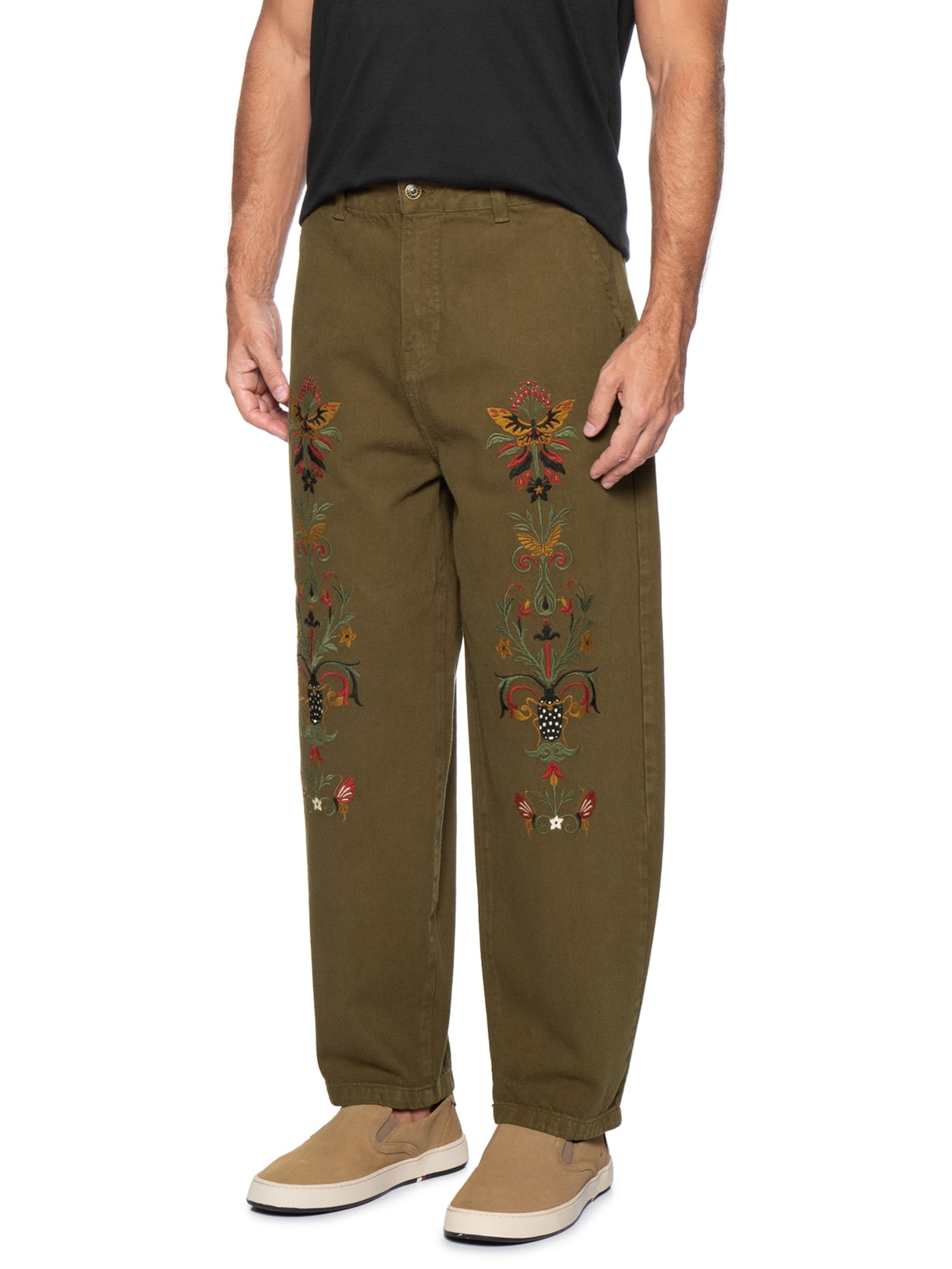 Calça Reta Masculina Tokyo Bordado Insetcs Cotton – Marrom Osklen