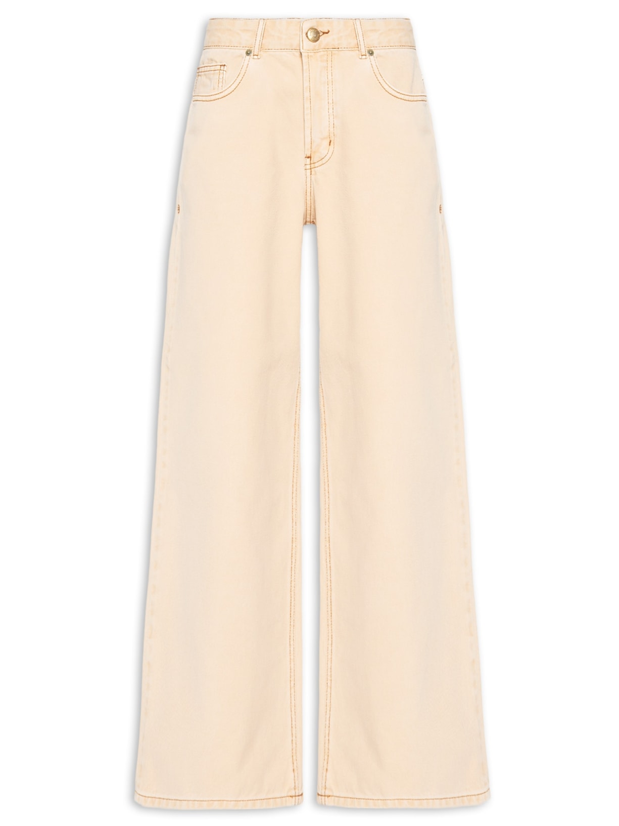 Calça Sarja Wide Faver Bege Farm