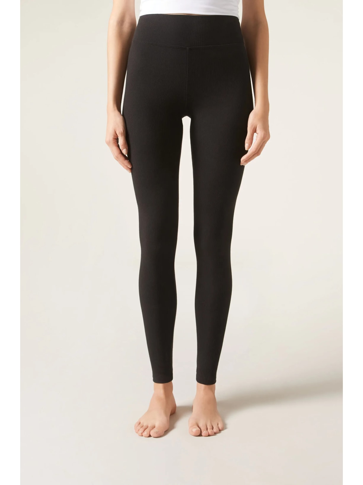 Calça Skinny Canelada Com Cashmere Preto Calzedonia